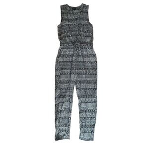 Lucky Brand Black/White Geometric Print Drawstring Jumpsuit Sz M